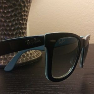 Ray Bans black and baby blue